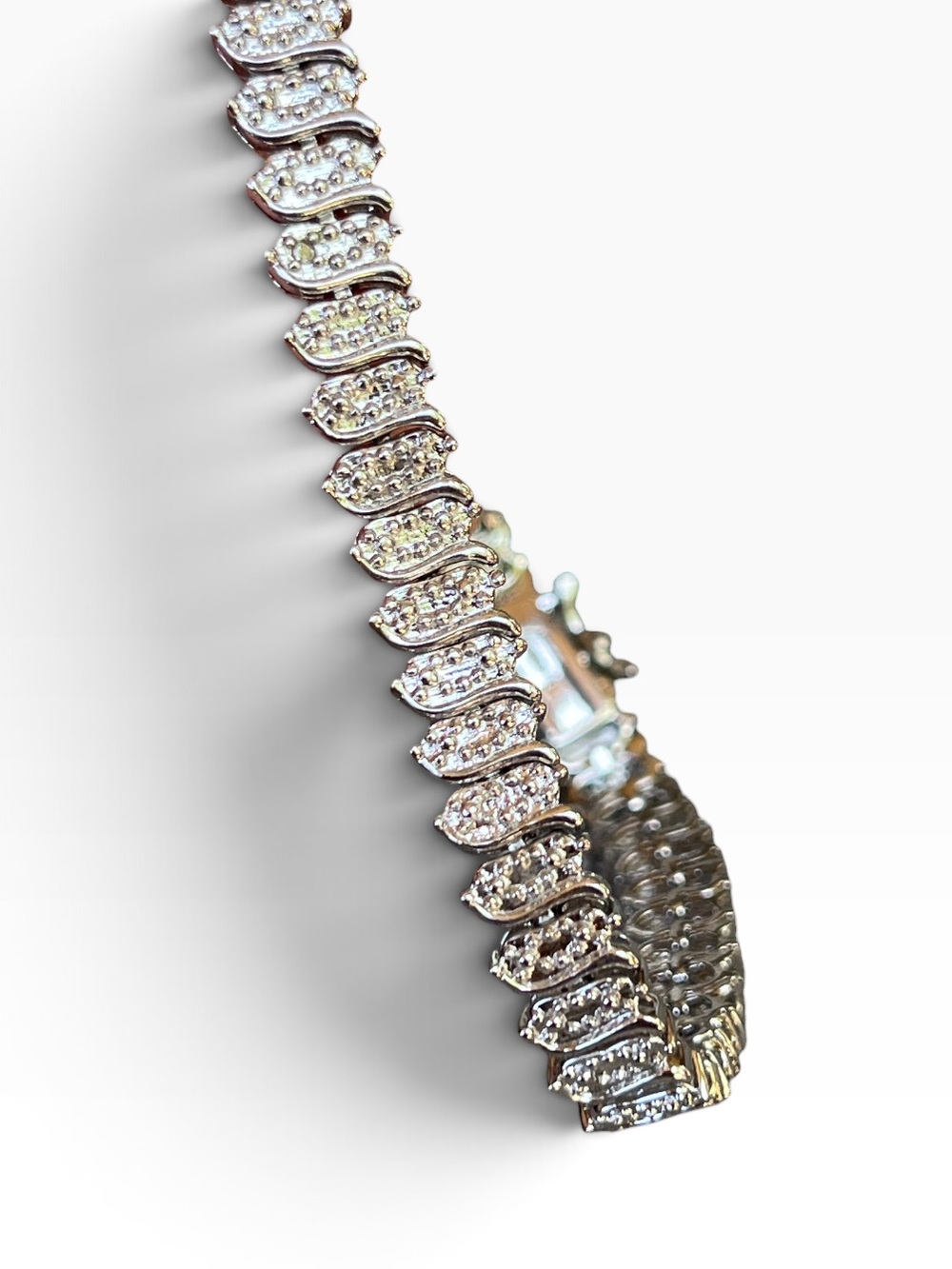 Silver Tone S Curve Flat Tennis Bracelet Fashion Jewelry